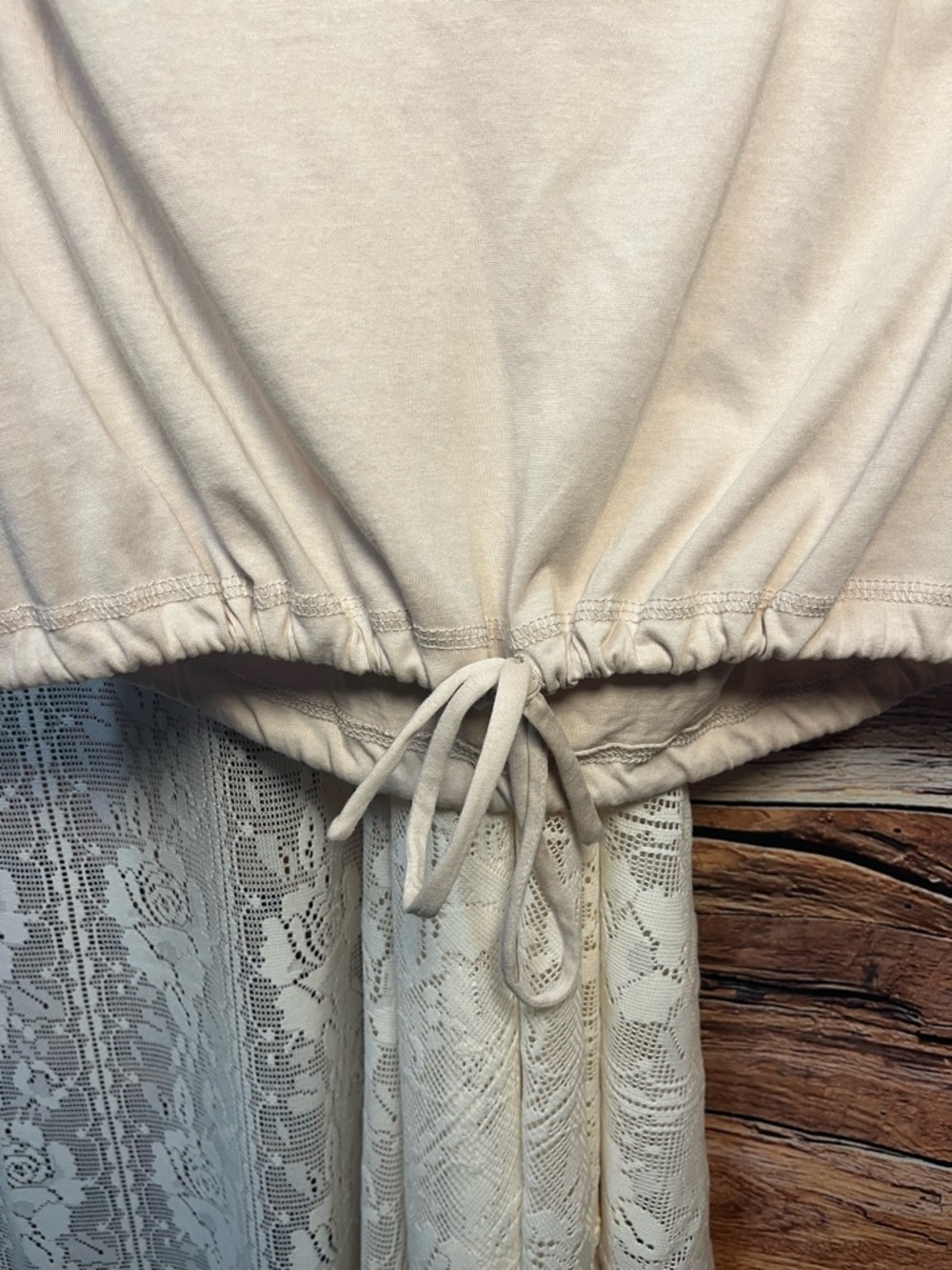 Boho72 Beige V-Neck Drawstring Cropped Tank (197) - Picture 3 of 10